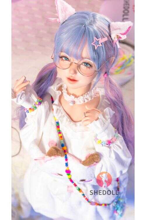 SHEDOLL ヤオヤオ 145cm 爆乳Gカップ 猫耳ツインテール眼鏡娘｜純白ロリータ着衣+ニーソ｜植毛･口腔チャネル･1:1複製｜メロウ体験/二次元嫁